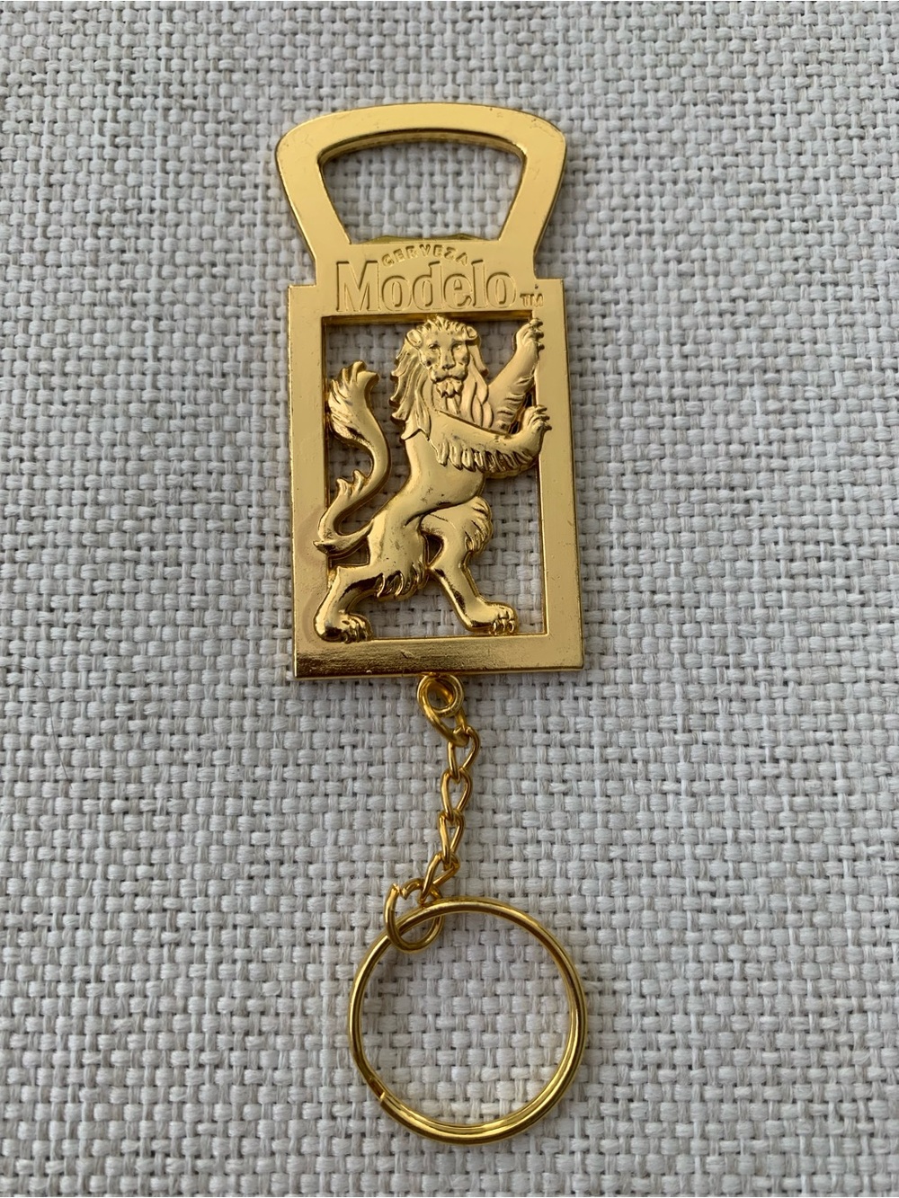 Modelo Gold Lion Bottle Opener Keychain
